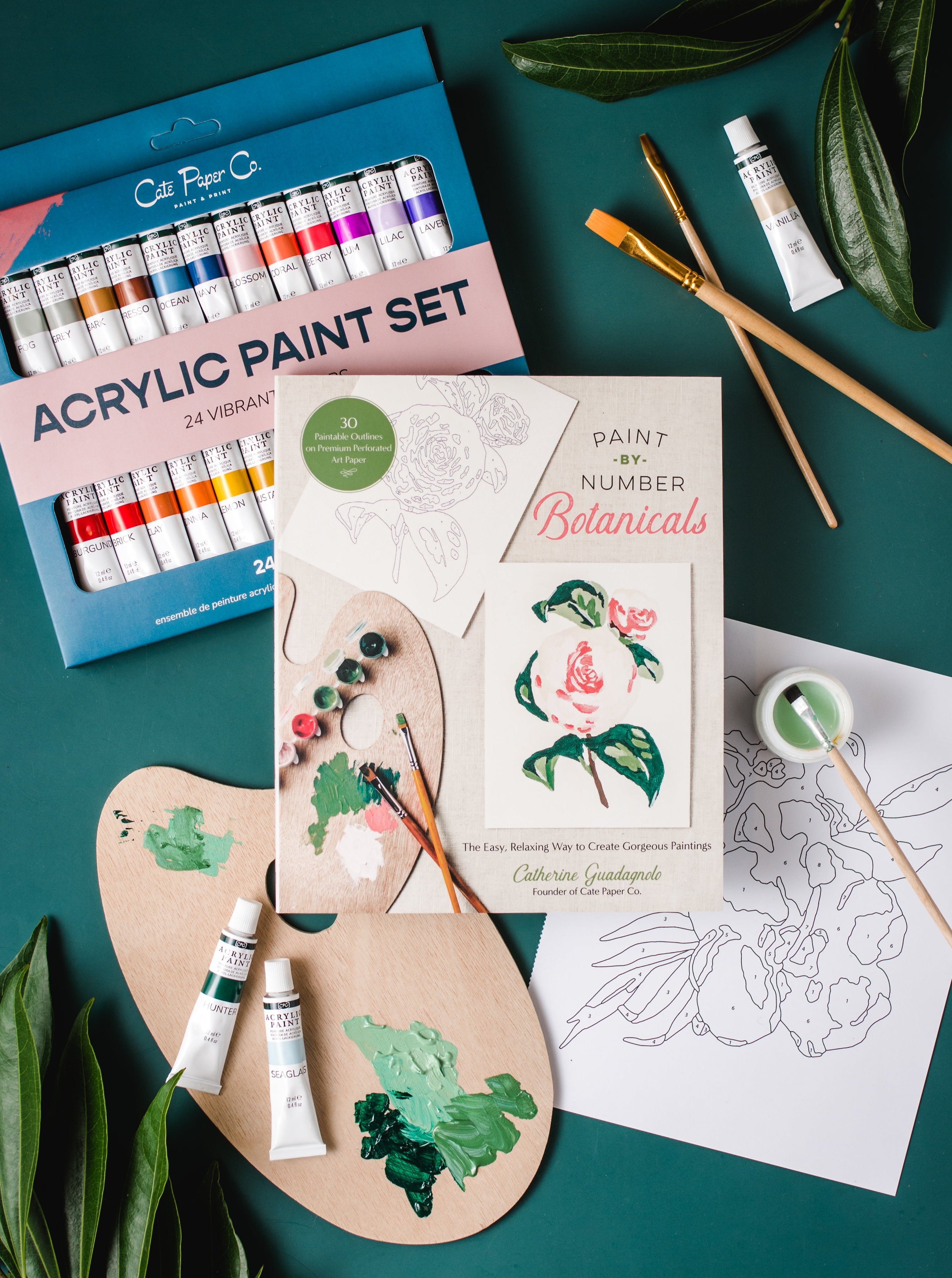 Paint-By-Numbers Botanicals Book and Paint Set – Cate Paper Co.