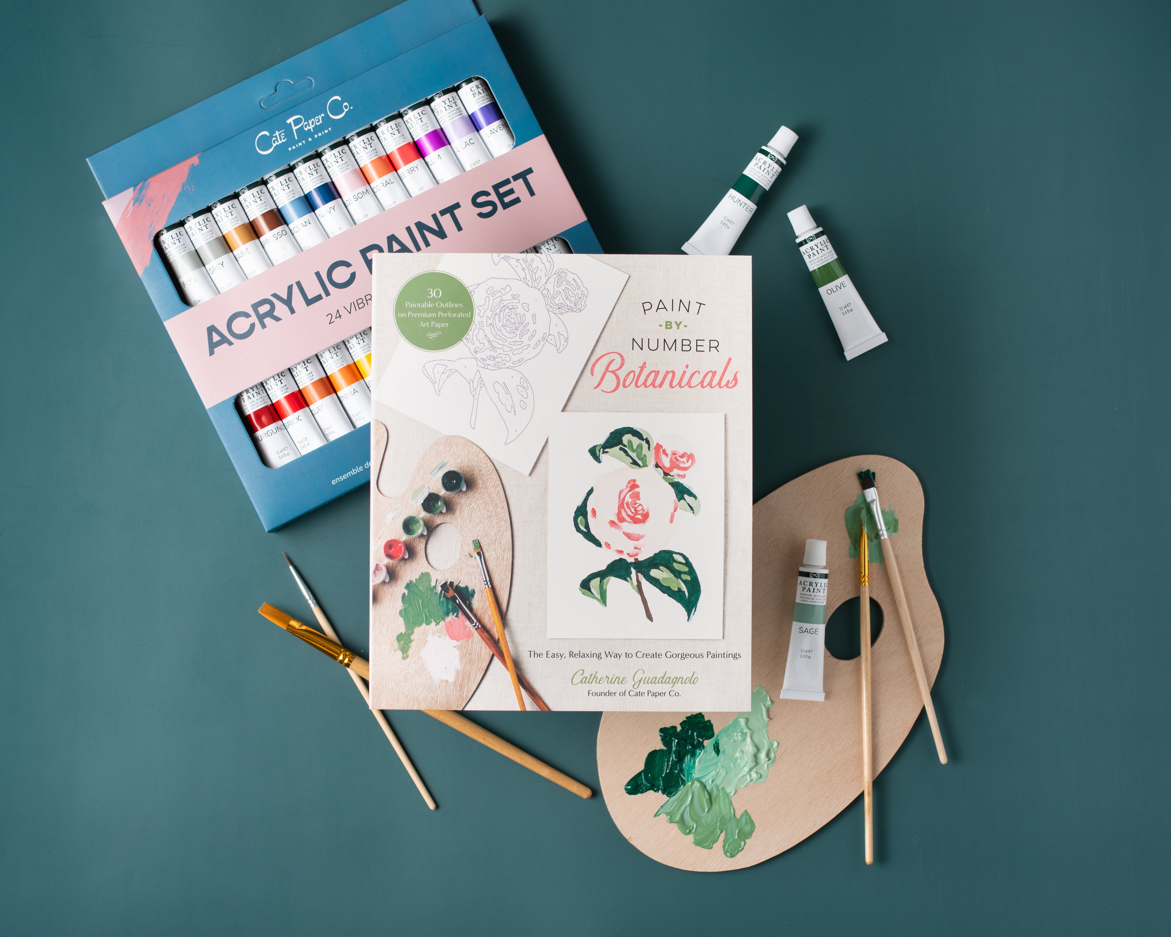 Paint-By-Numbers Botanicals Book and Paint Set